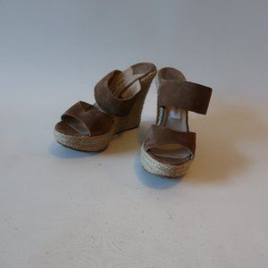 WOMENS JIMMY CHOO "POPLAR" BROWN SUEDE WEDGE 39/9*